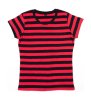 Women's Stripy T Kleur Black-Red